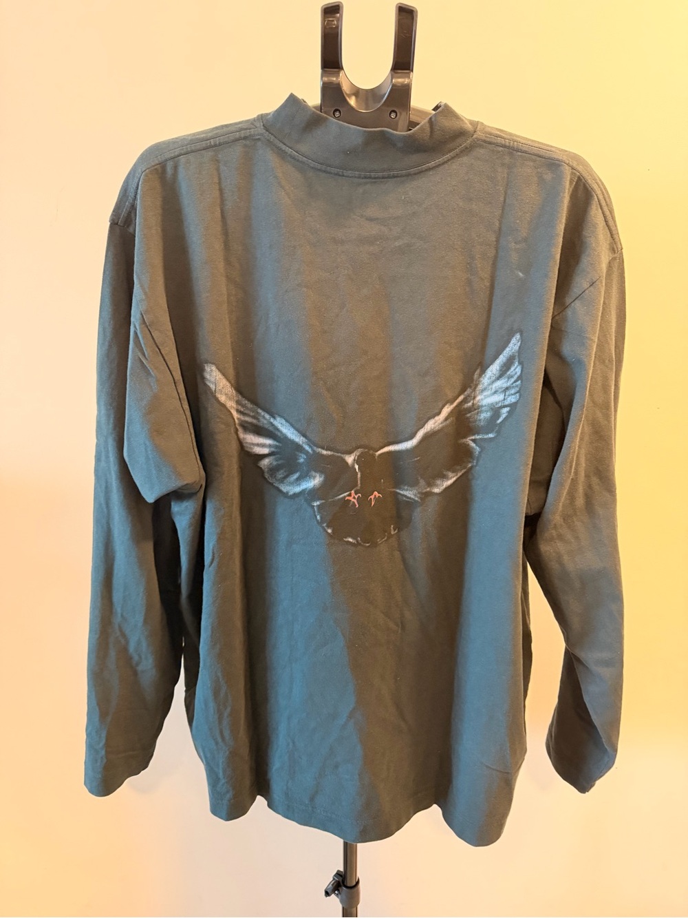 Men's Yeezy x GAP Long-Sleeve Graphic Shirt in Dark Green with Wing Design NWOT